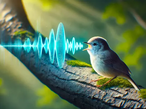 Birdsong: sound waves created by the vibration of vocal cords Birdsong: sound waves created by the vibration of vocal cords