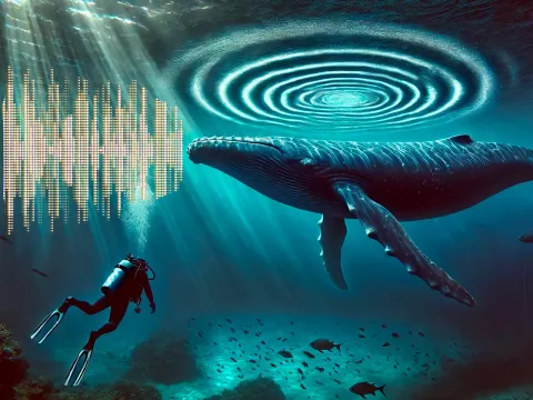 Blue whales produce infrasounds for communication, which can travel thousands of kilometers, and these sounds cannot be heard by humans Blue whales produce infrasounds for communication, which can travel thousands of kilometers, and these sounds cannot be heard by humans