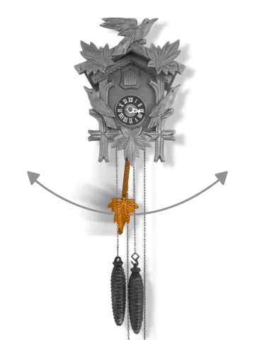 Gleichmäßiges Hin- und Herschwingen des Pendels bei einer Wanduhr Gleichmäßiges Hin- und Herschwingen des Pendels bei einer Wanduhr