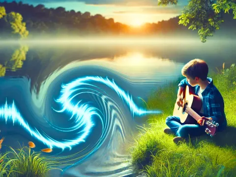 Sound waves from playing a musical instrument are similar to waves on the surface of water Sound waves from playing a musical instrument are similar to waves on the surface of water