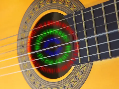 Vibration of a guitar string and the emergence of a sound wave Vibration of a guitar string and the emergence of a sound wave