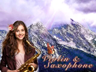 Berge in Wolken und Nebel, schöne Saxophonmusik